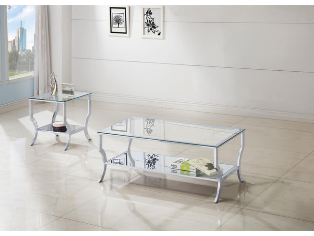 Saide Chrome 2-piece Glass Top Coffee and End Table Set - Ornate Home