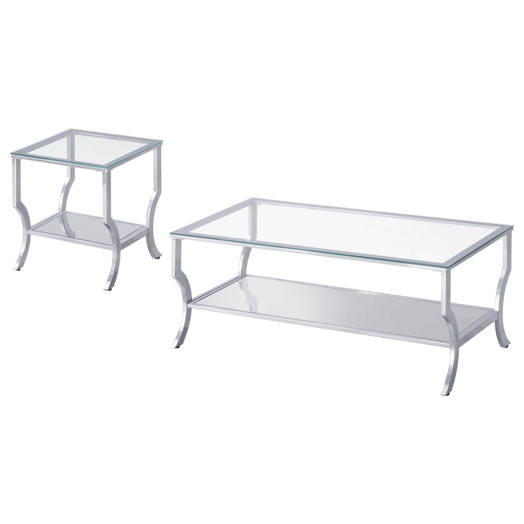 Saide Chrome 2-piece Glass Top Coffee and End Table Set - Ornate Home
