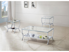 Saide Chrome 3-piece Glass Top Coffee and End Table Set - Ornate Home