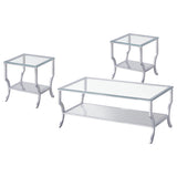 Saide Chrome 3-piece Glass Top Coffee and End Table Set - Ornate Home