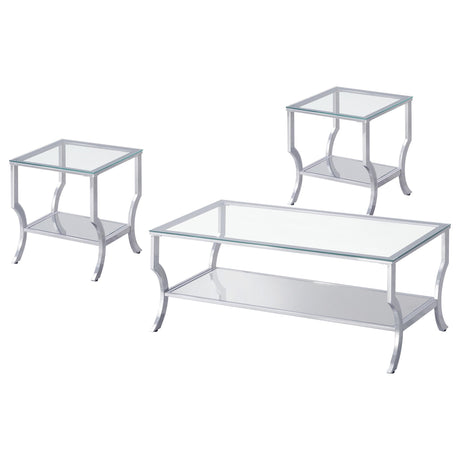 Saide Chrome 3-piece Glass Top Coffee and End Table Set - Ornate Home