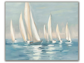 Sail Away Hand-painted Canvas in Frame Wall Art - Ornate Home