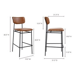 Sailor Brown Bar Stool - Ornate Home