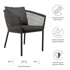 Sailor Charcoal Outdoor Patio Dining Armchair - Ornate Home
