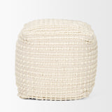 Sakaye Beige/Cream Stitched Patterned Pouf - Ornate Home