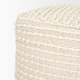Sakaye Beige/Cream Stitched Patterned Pouf - Ornate Home