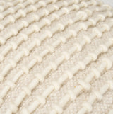 Sakaye Beige/Cream Stitched Patterned Pouf - Ornate Home