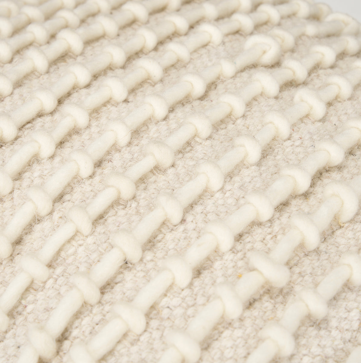 Sakaye Beige/Cream Stitched Patterned Pouf - Ornate Home
