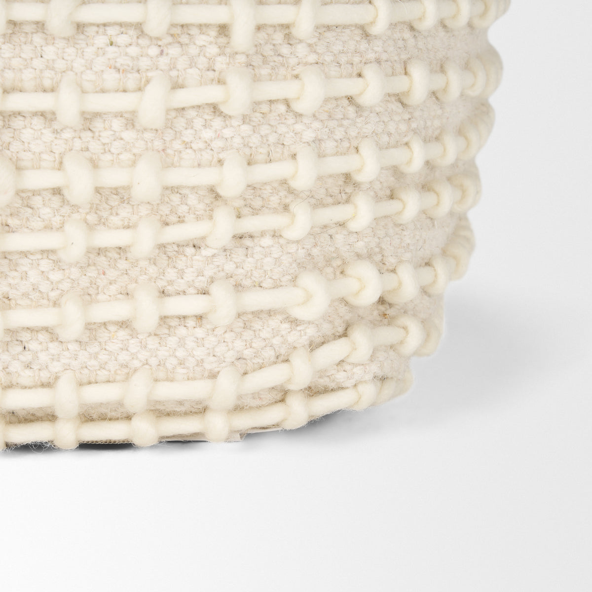 Sakaye Beige/Cream Stitched Patterned Pouf - Ornate Home