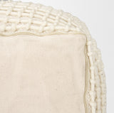Sakaye Beige/Cream Stitched Patterned Pouf - Ornate Home