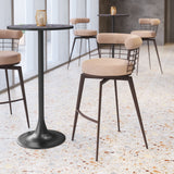 Saku Beige & Brown Swivel Barstool