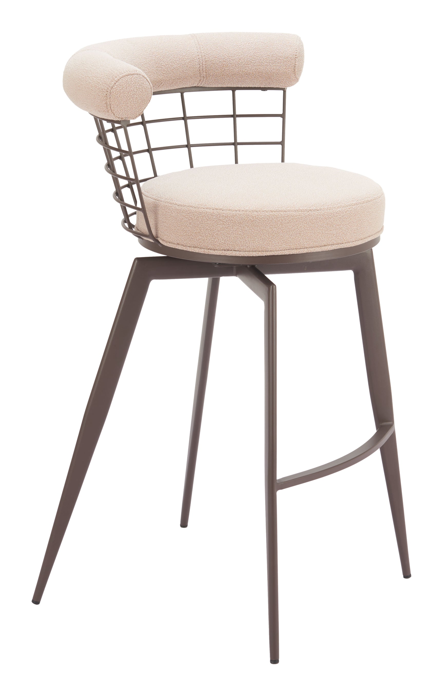 Saku Beige & Brown Swivel Barstool