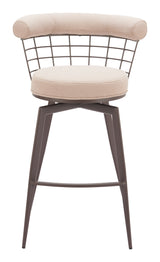 Saku Beige & Brown Swivel Barstool