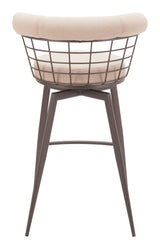 Saku Beige & Brown Swivel Barstool
