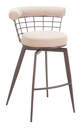 Saku Beige & Brown Swivel Barstool