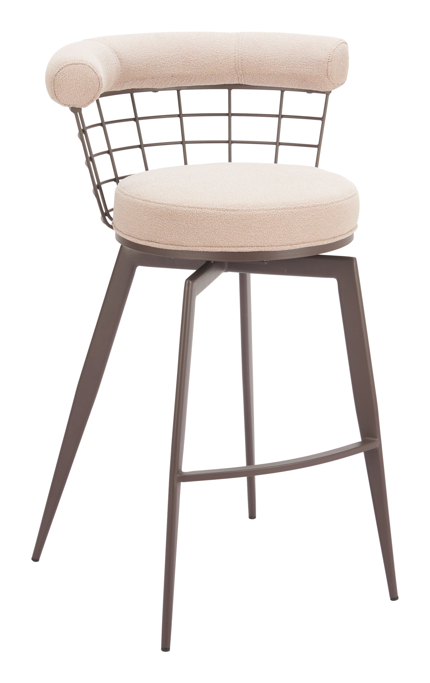 Saku Beige & Brown Swivel Barstool