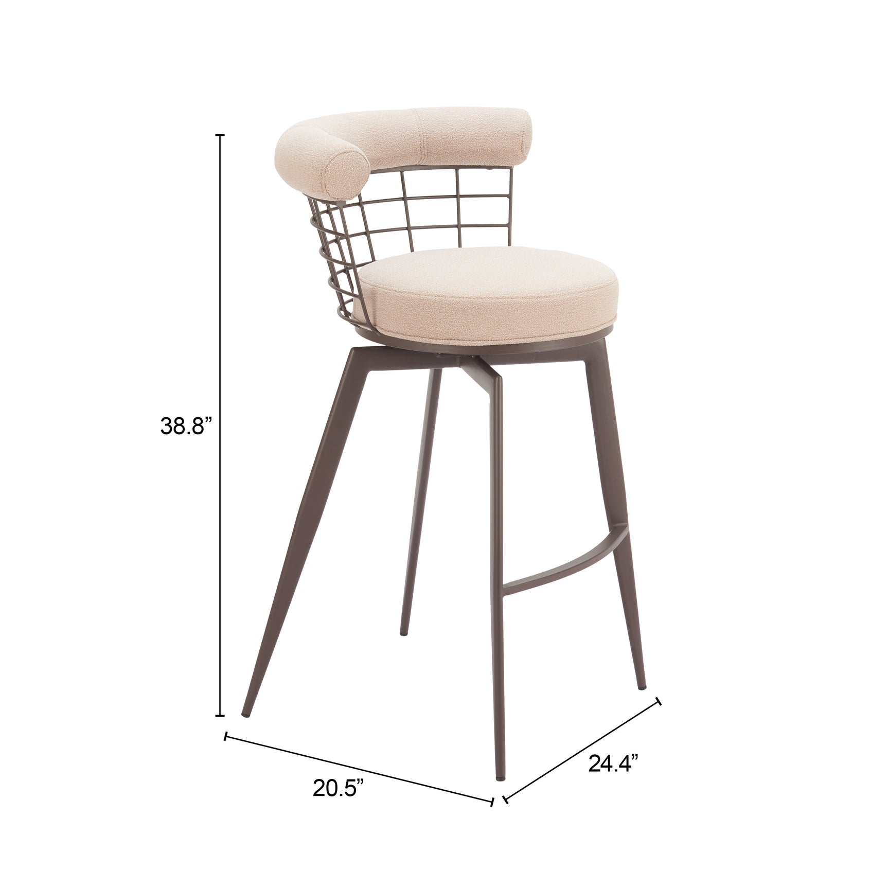 Saku Beige & Brown Swivel Barstool