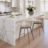 Saku Beige & Brown Swivel Counter Stool