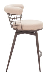 Saku Beige & Brown Swivel Counter Stool