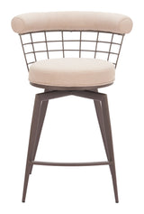 Saku Beige & Brown Swivel Counter Stool