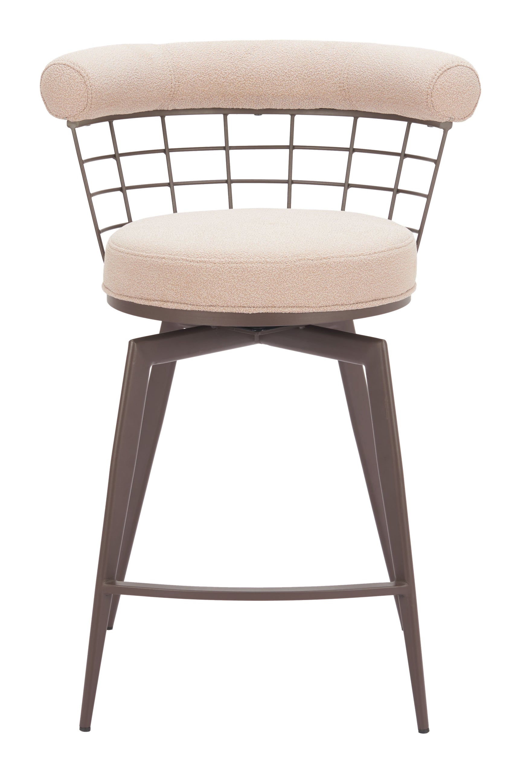 Saku Beige & Brown Swivel Counter Stool