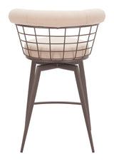 Saku Beige & Brown Swivel Counter Stool