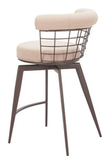 Saku Beige & Brown Swivel Counter Stool