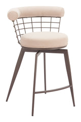 Saku Beige & Brown Swivel Counter Stool