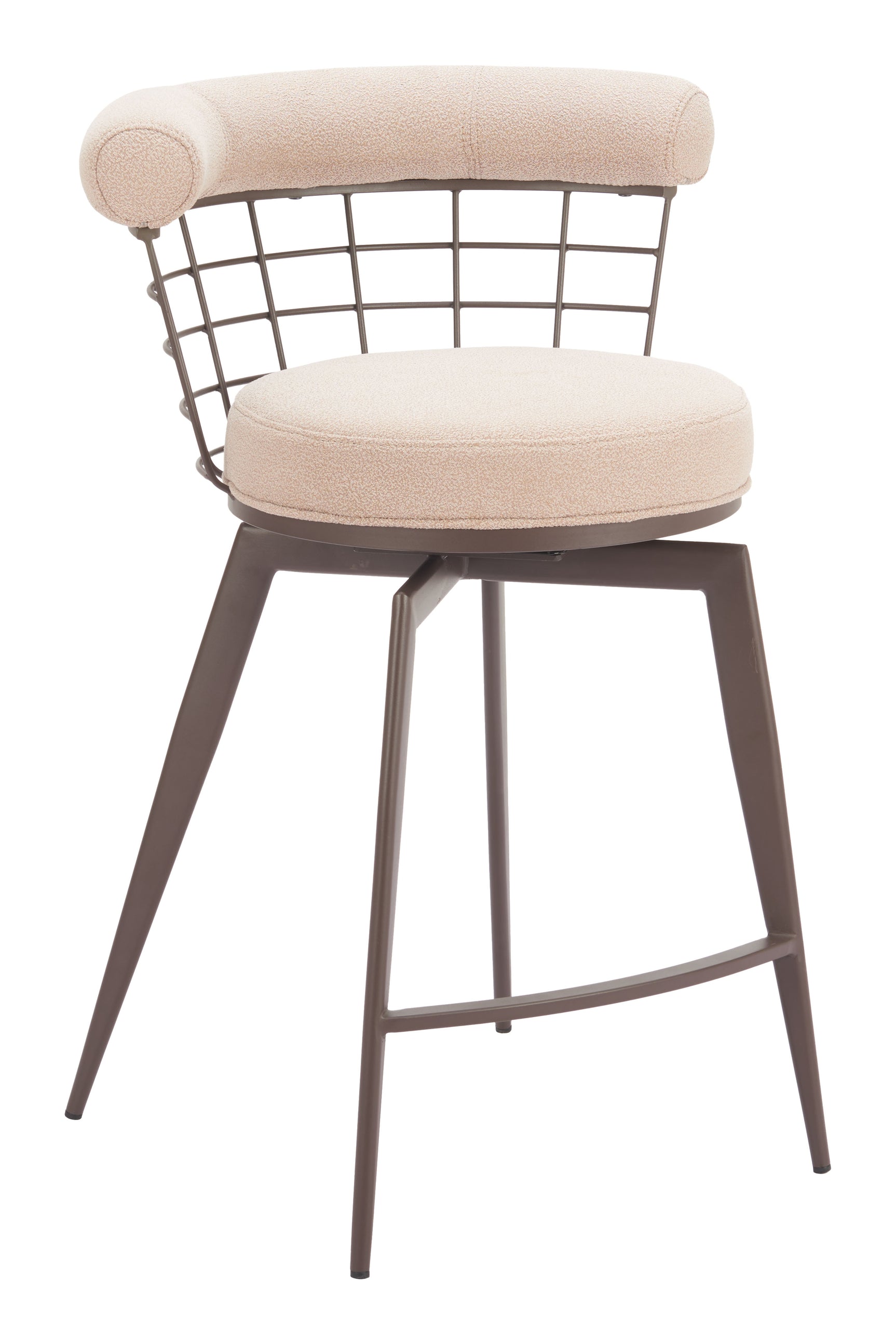 Saku Beige & Brown Swivel Counter Stool