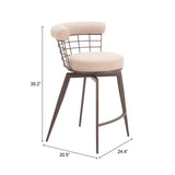Saku Beige & Brown Swivel Counter Stool