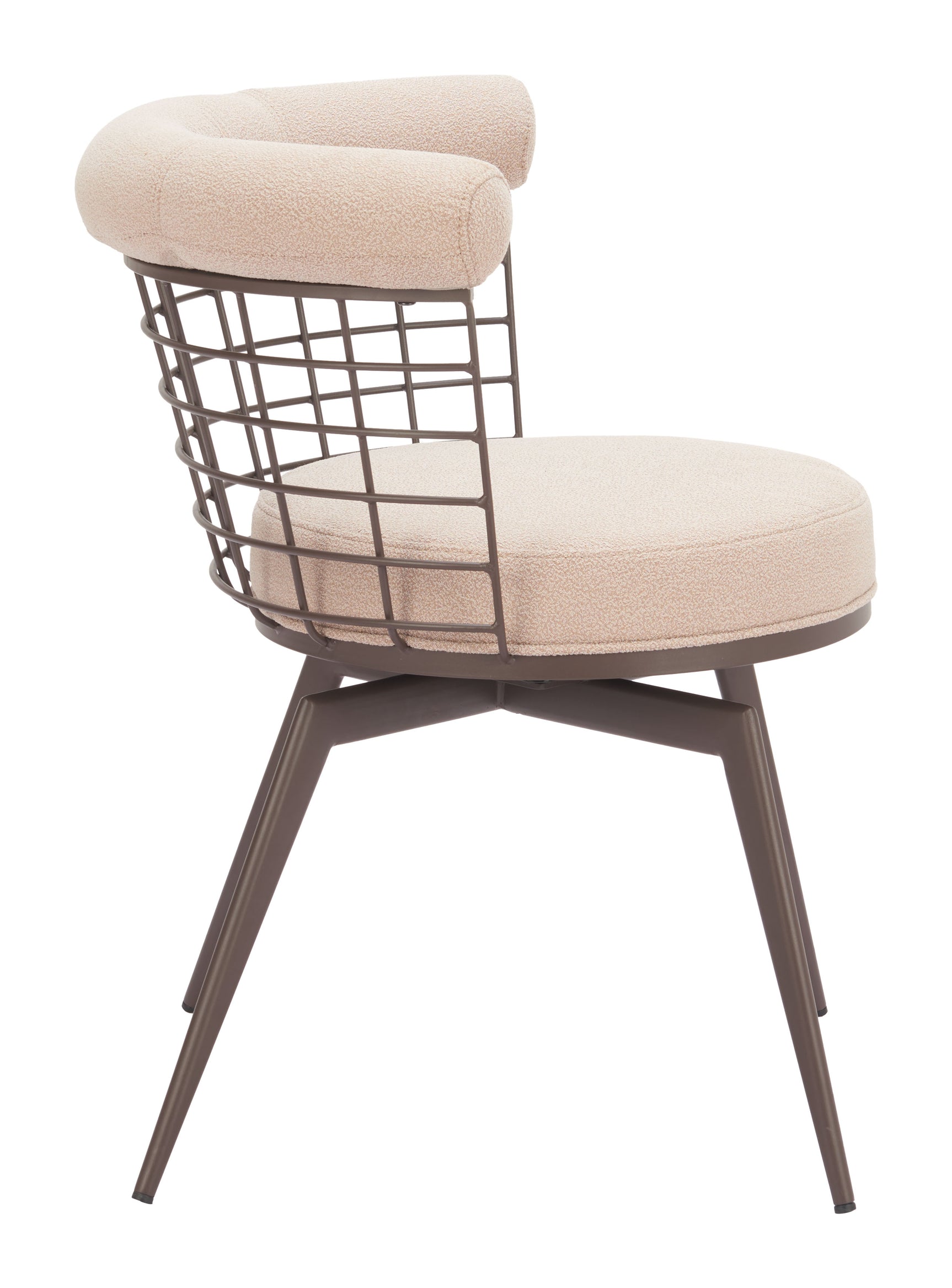Saku Beige & Brown Swivel Dining Chair
