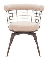 Saku Beige & Brown Swivel Dining Chair