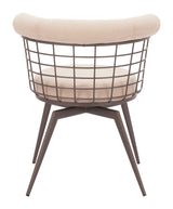 Saku Beige & Brown Swivel Dining Chair