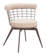 Saku Beige & Brown Swivel Dining Chair