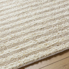 Saku Cream Striped Wool Rug - Clearance - Ornate Home