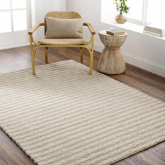 Saku Cream Striped Wool Rug - Clearance - Ornate Home