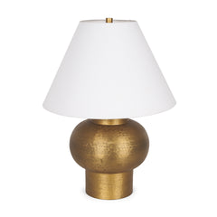 Salaah Antiqued Gold/Cream Brushed Metal Table Lamp - Ornate Home