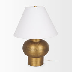 Salaah Antiqued Gold/Cream Brushed Metal Table Lamp - Ornate Home