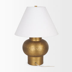 Salaah Antiqued Gold/Cream Brushed Metal Table Lamp - Ornate Home