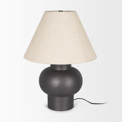 Salaah Black/Beige Brushed Metal Table Lamp - Ornate Home
