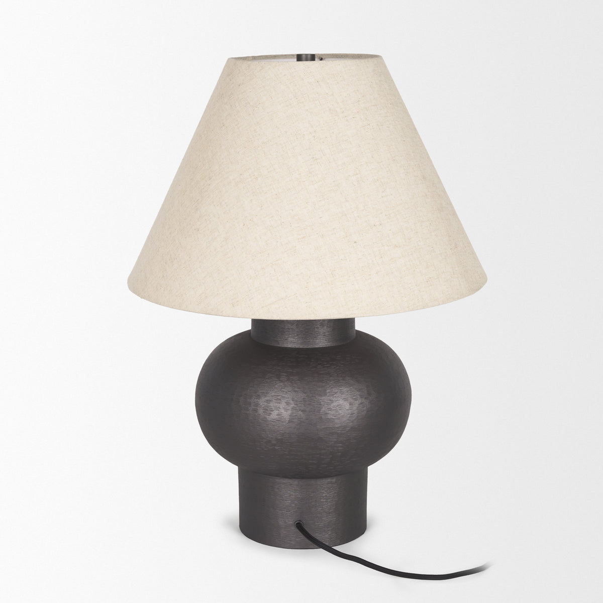 Salaah Black/Beige Brushed Metal Table Lamp - Ornate Home