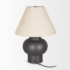 Salaah Black/Beige Brushed Metal Table Lamp - Ornate Home