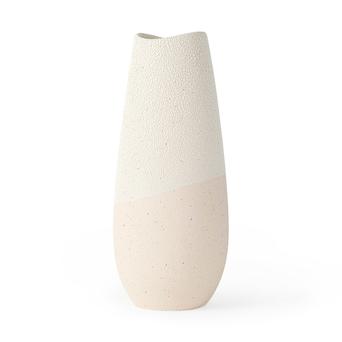 Salar Cream Conical Crackled Ceramic Vase - Ornate Home