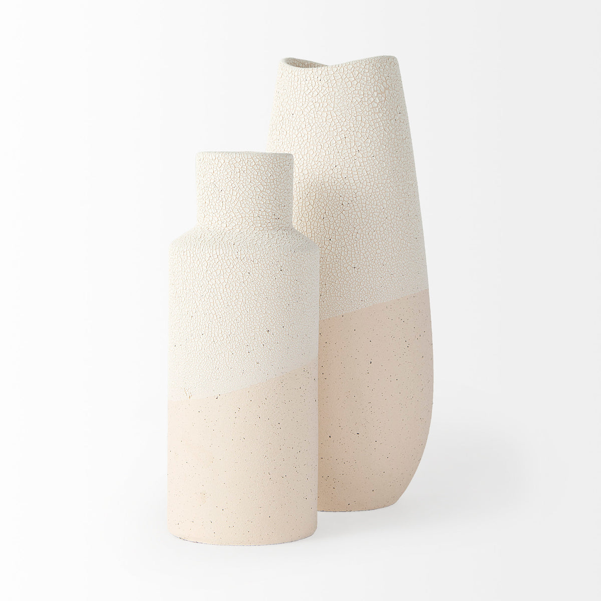 Salar Cream Conical Crackled Ceramic Vase - Ornate Home