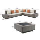 Salena Beige/Gray Patio Sectional w/ Cocktail Table - Ornate Home