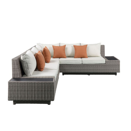 Salena Beige/Gray Patio Sectional w/ Cocktail Table - Ornate Home