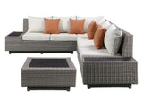 Salena Beige/Gray Patio Sectional w/ Cocktail Table - Ornate Home