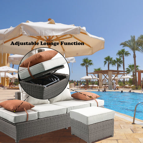 Salena Patio Sofa w/ Ottoman 2pc Set - Ornate Home