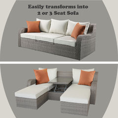 Salena Sectional Sofa w/ Hidden Lift Table & 2 Ottomans - Ornate Home