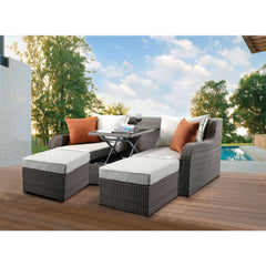 Salena Sectional Sofa w/ Hidden Lift Table & 2 Ottomans - Ornate Home